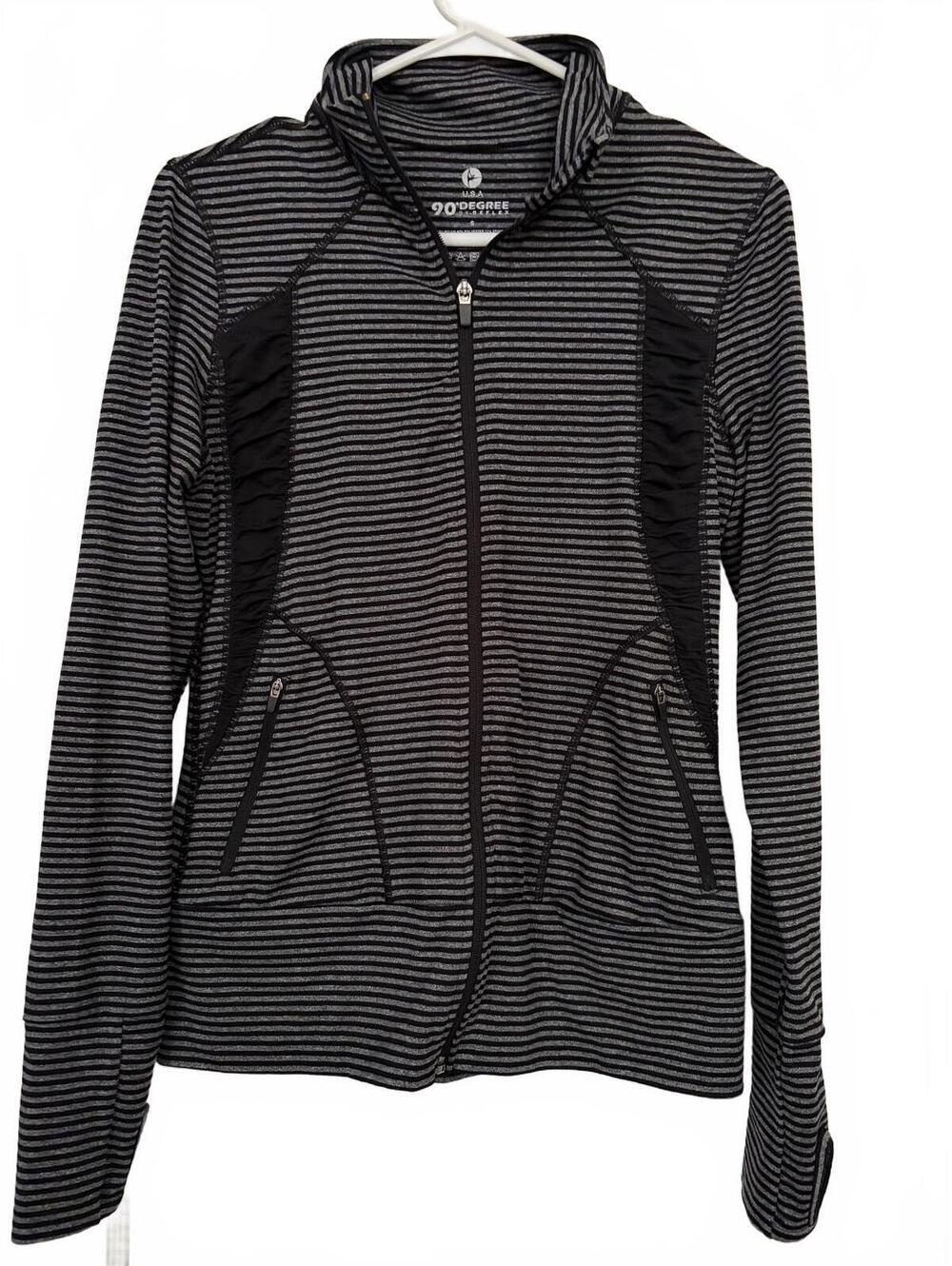 90 Degree Women's Striped Zip-Up Jacket, Size Small